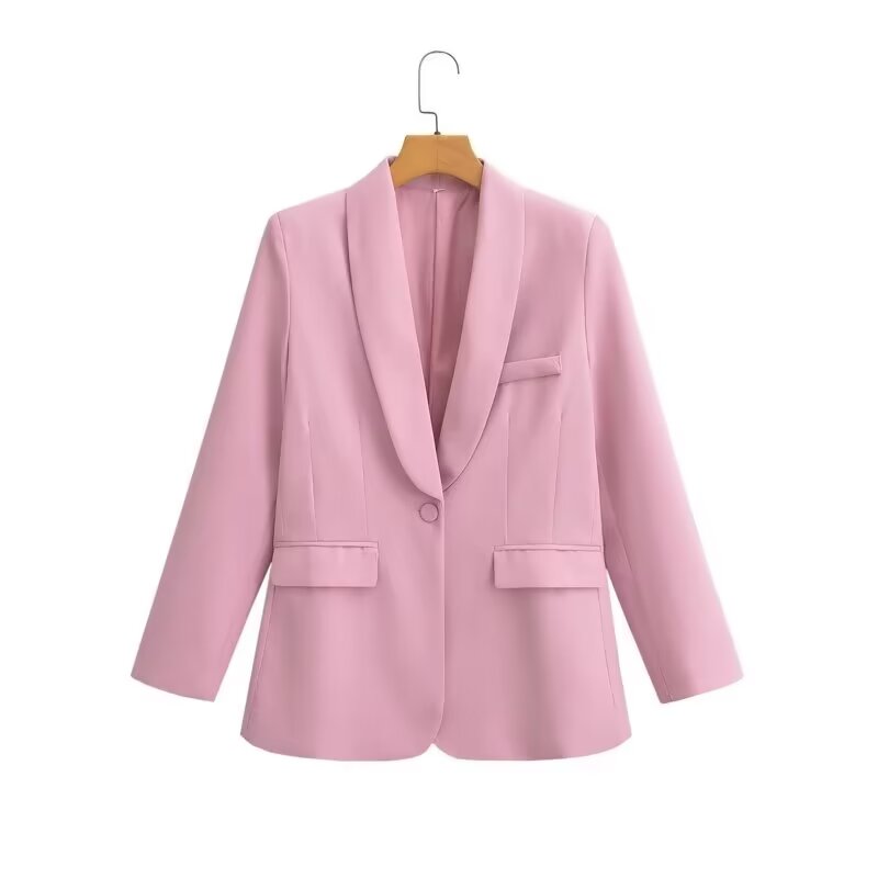 Pink Blazer Outfit with High-Waisted Pants: 2024 Styles