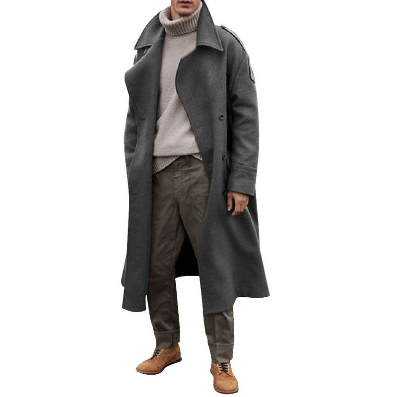 Herren eleganter Übergangsmantel aus hochwertigem Wolle-Mix mit praktischem Gürtel Krohn-e