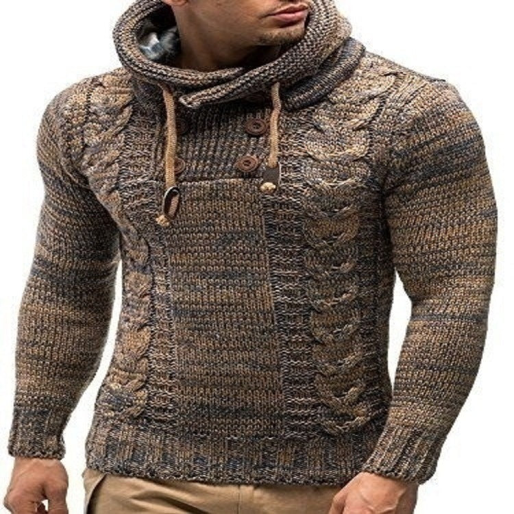 Herren Kapuzenpullover mit strukturiertem Zopfmuster und praktischen Knöpfen Krohn-e