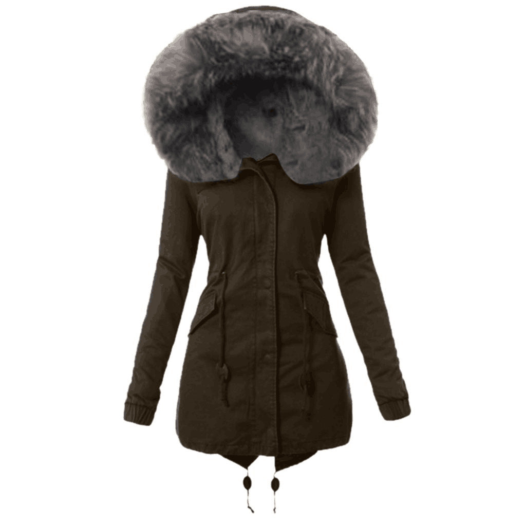 Damen modische Parkajacke mit abnehmbarem Kunstpelzkragen Krohn-e