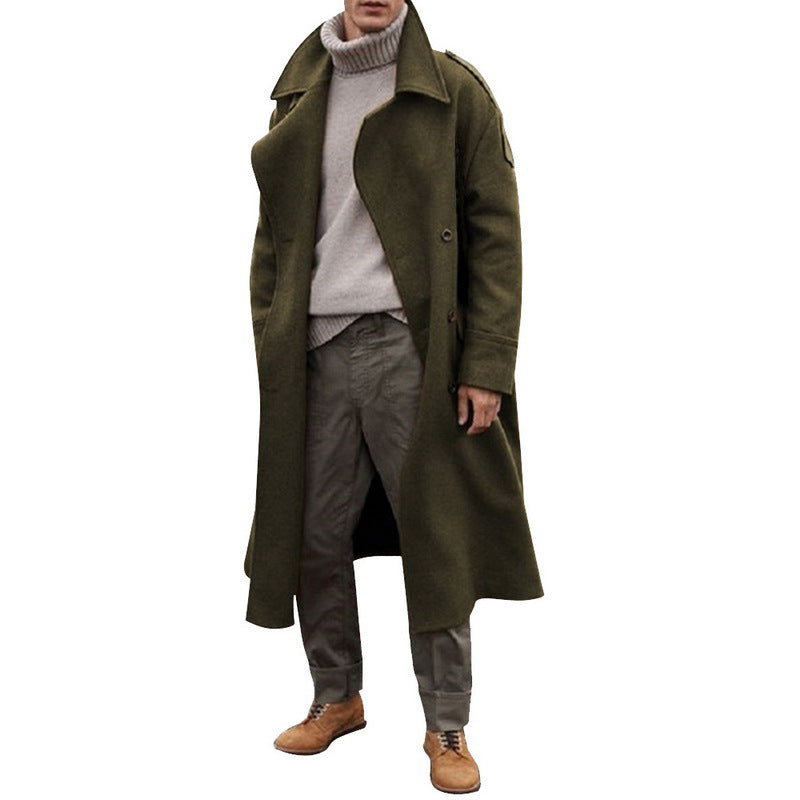 Herren eleganter Übergangsmantel aus hochwertigem Wolle-Mix mit praktischem Gürtel Krohn-e