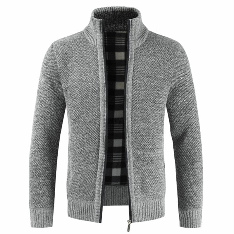 Herren Strickjacke mit hohem Kragen und plüschigen Innenfutter Krohn-e