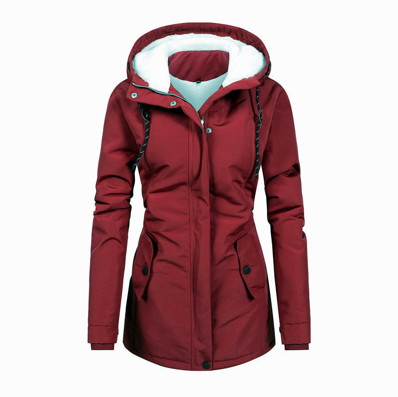 Krohn-e | Damen Fleecejacke mit Kapuze und Kordelzug