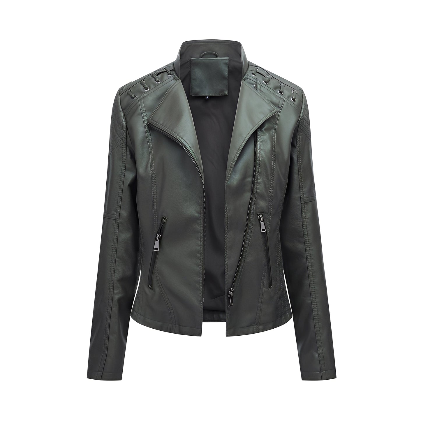 Krohn-e | Stilvolle, slim kurze Lederjacke für Damen