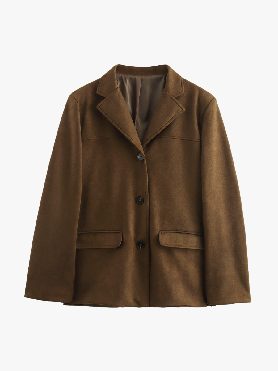 Krohn-e | Klassischer Blazer Aus Wildleder Imitat Braun
