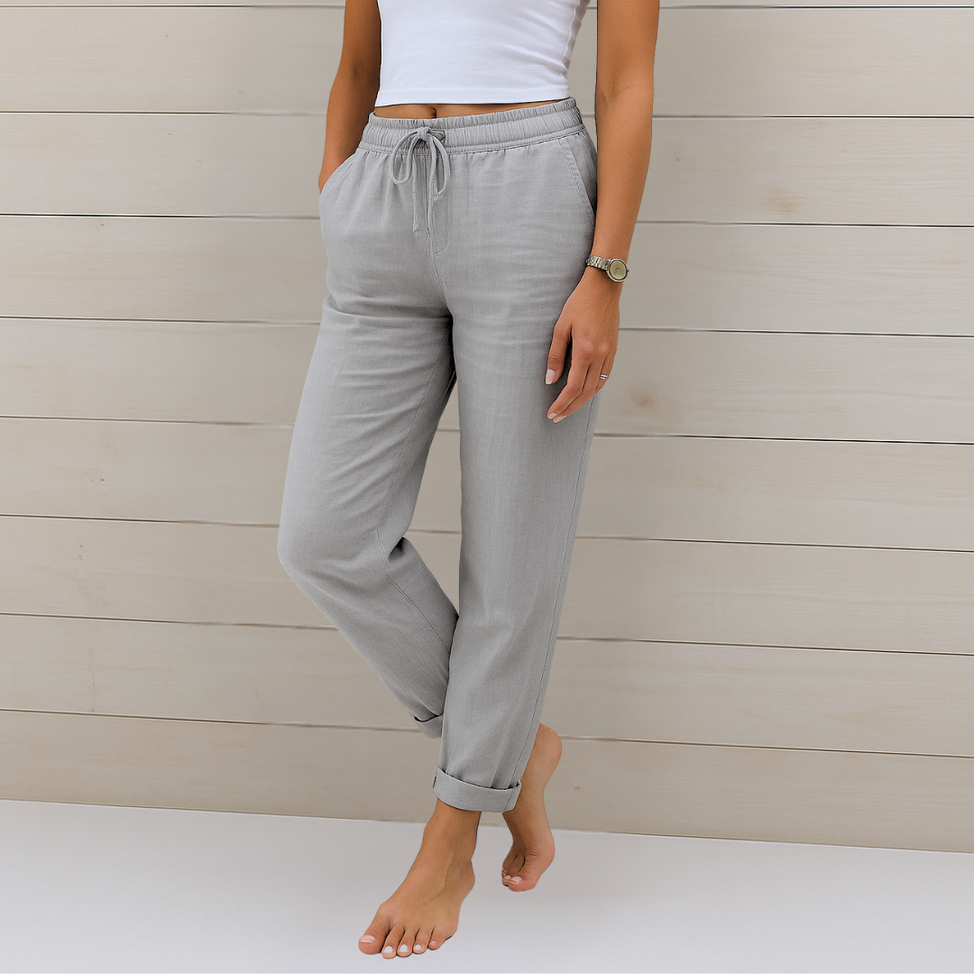 KROHN-E Damen Hose Atmungsaktiv Elastikbund Relaxed-Fit