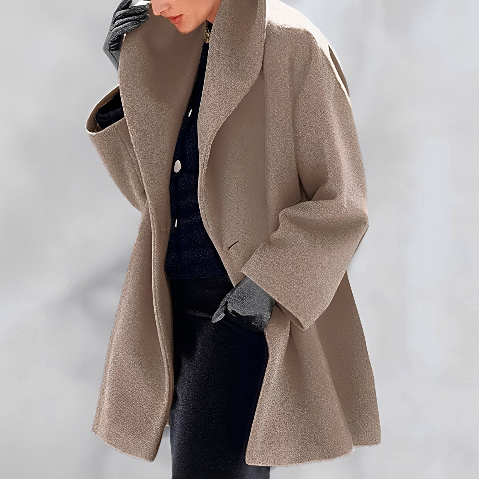 Krohn-e | Eleganter, Weit Geschnittener Wollmantel für Frauen