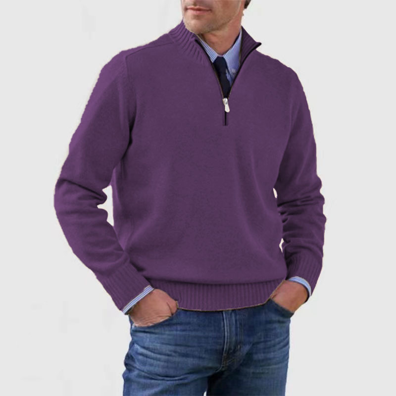 Krohn-e | Herrenpullover Mit Halbem Reißverschluss