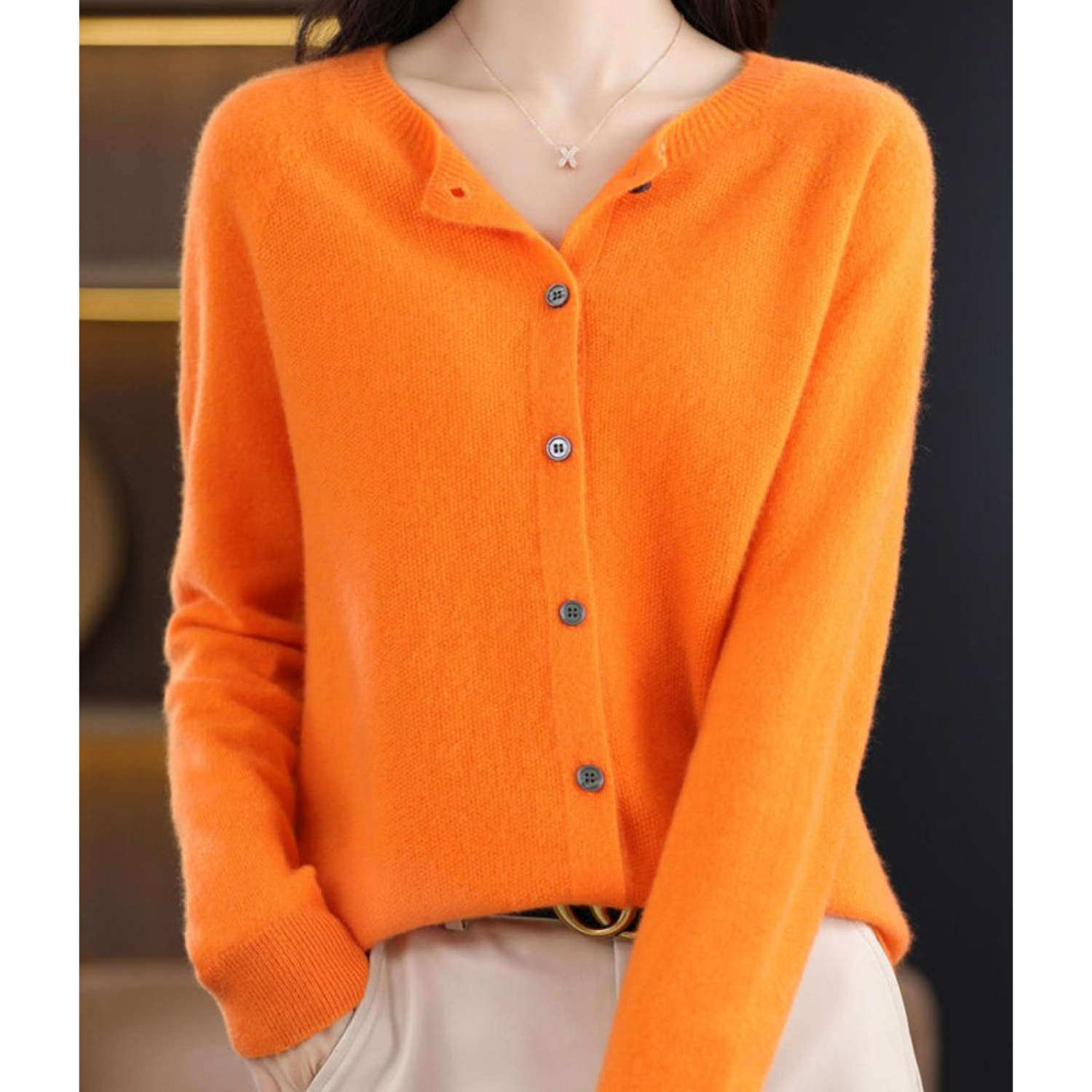 Krohn-e | Cardigan - 100% Merinowolle Weicher Strickpullover