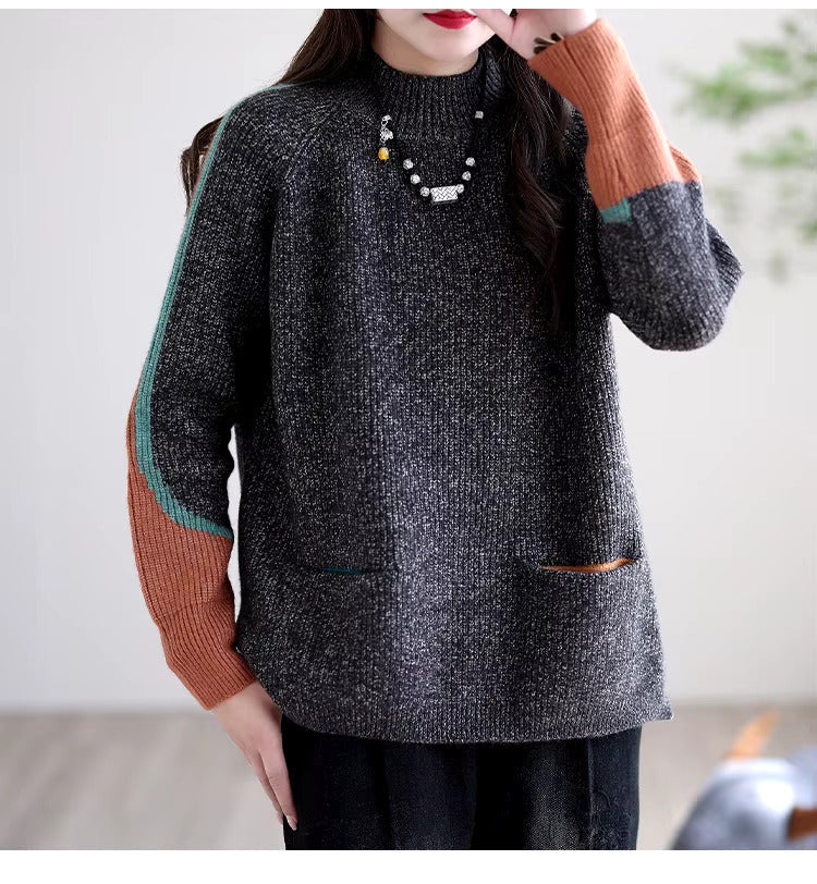 Damen Sweatshirt mit Taschen im eleganten Vintage-Stil von Fudus