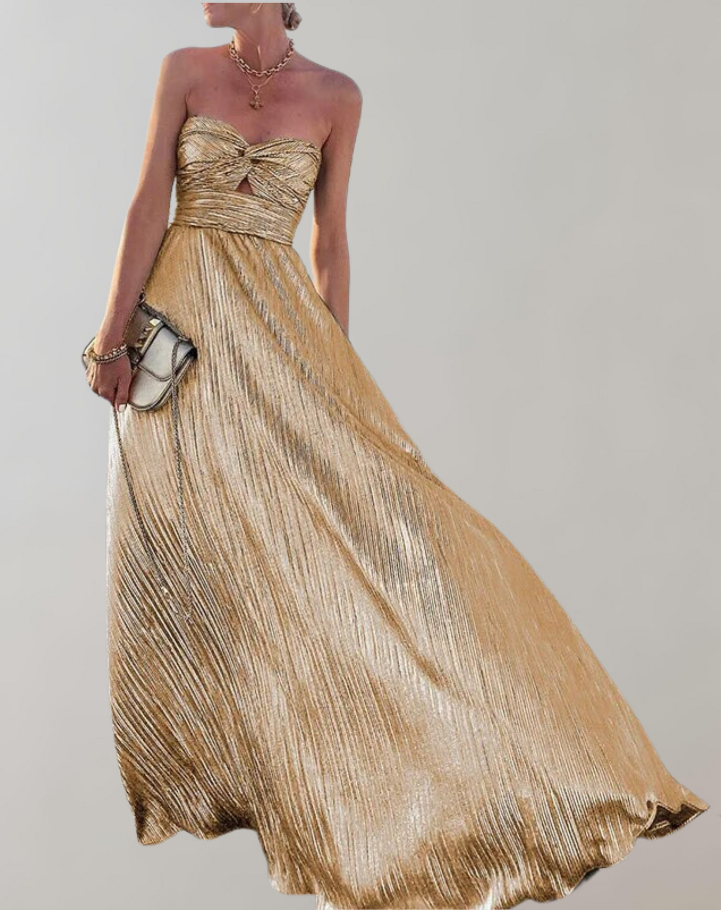 Schickes Festkleid mit schrägen Ausschnitt