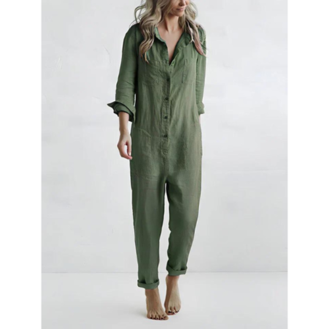 Quinzia Damen Jumpsuit mit Knöpfen: Bequem