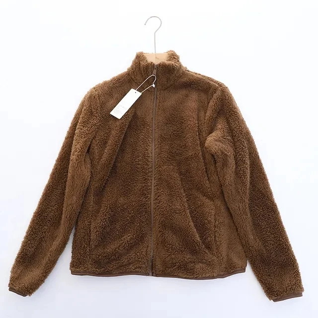 Krohn-e | Weiche Sherpa Zip Up Hohe Kragenjacke, Fleeceweste