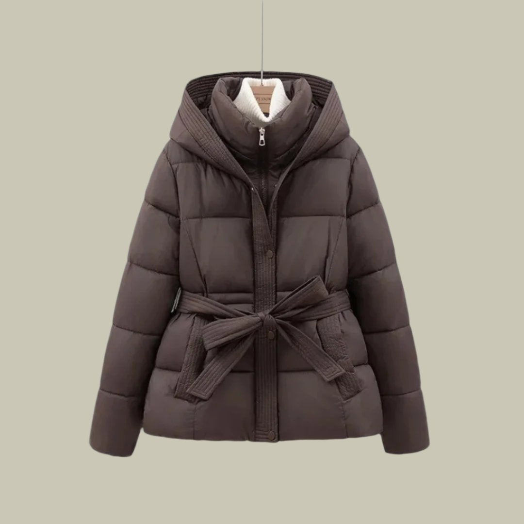 Damen-Kapuzenparka mit Gürtel von Fudus