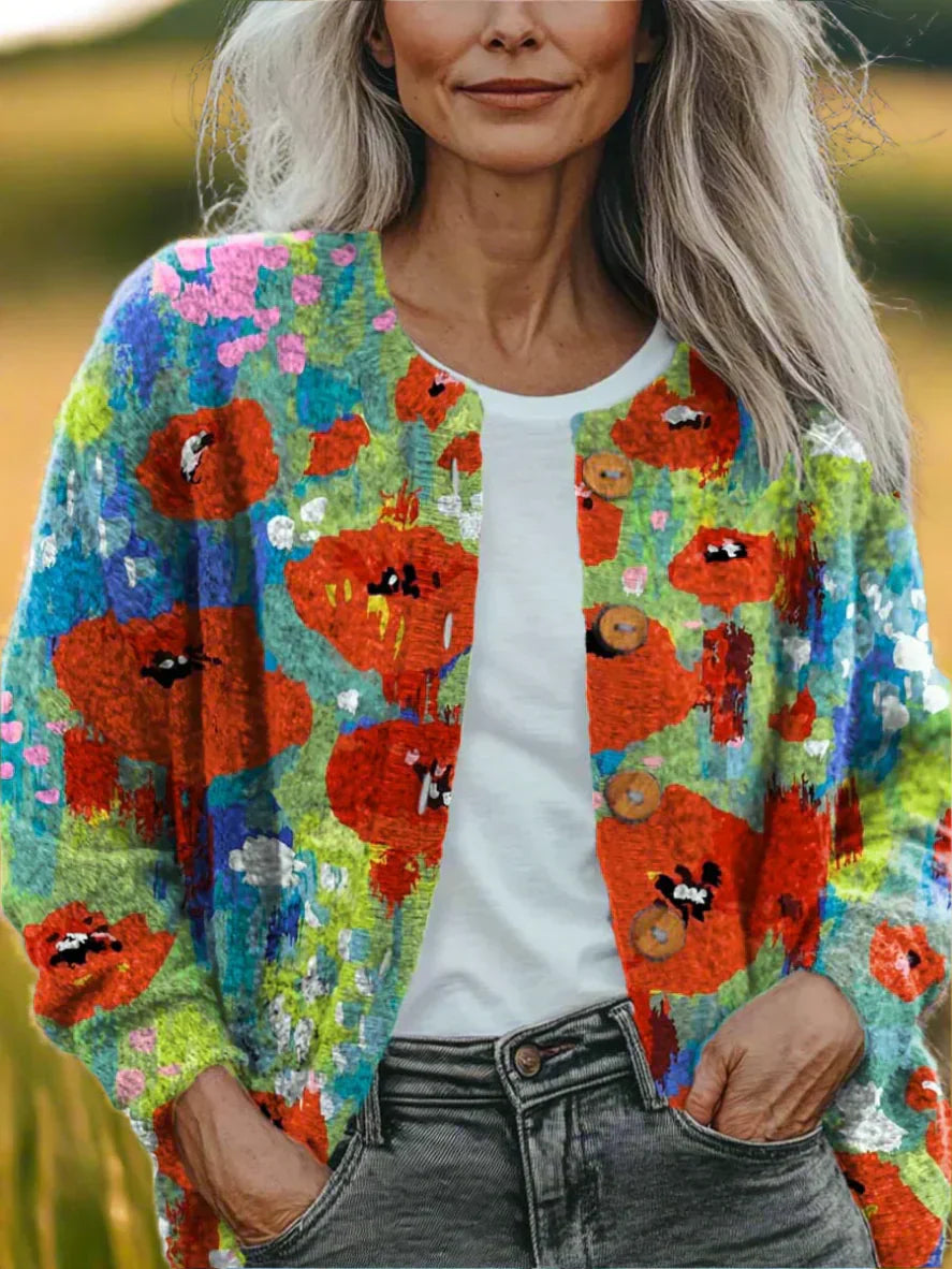 Krohn-e | Stylische Patchwork-Strickjacke für Damen