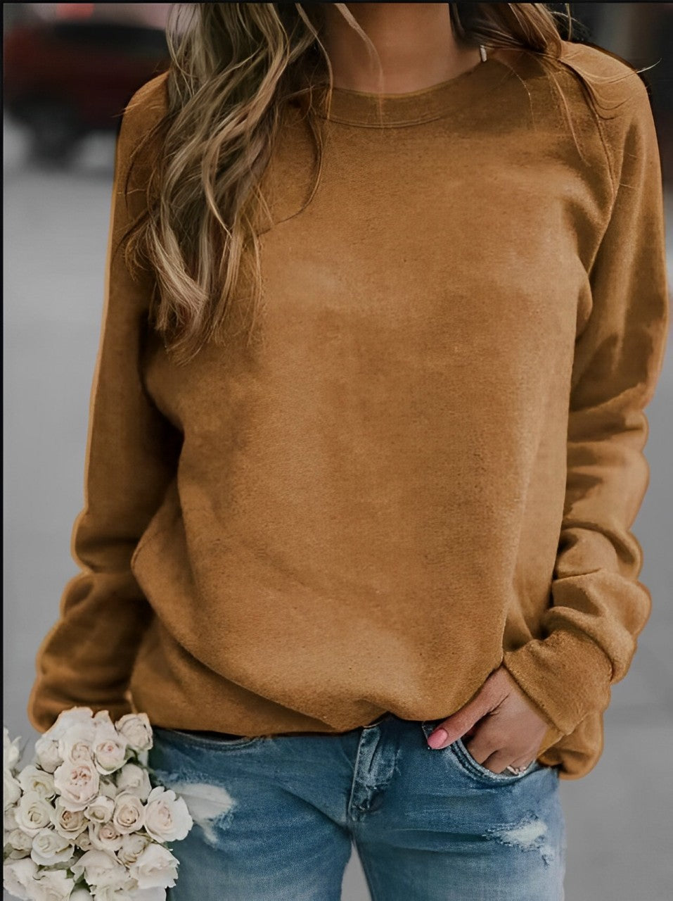 Warmer Rundhalspullover aus Amber für kühle Tage