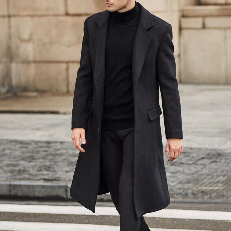 Herren eleganter, klassischer Langmantel mit strukturiertem Schnitt Krohn-e