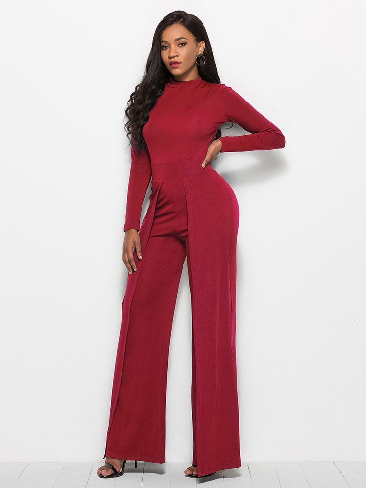 Damen Eleganter und fließender Jumpsuit mit langen Ärmeln Krohn-e