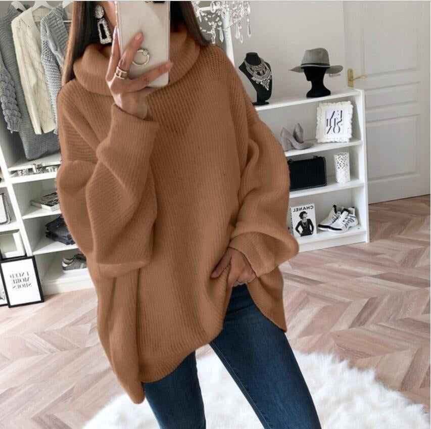 Damen Großer Strickpullover mit hohem Kragen und lässigem Schnitt Krohn-e