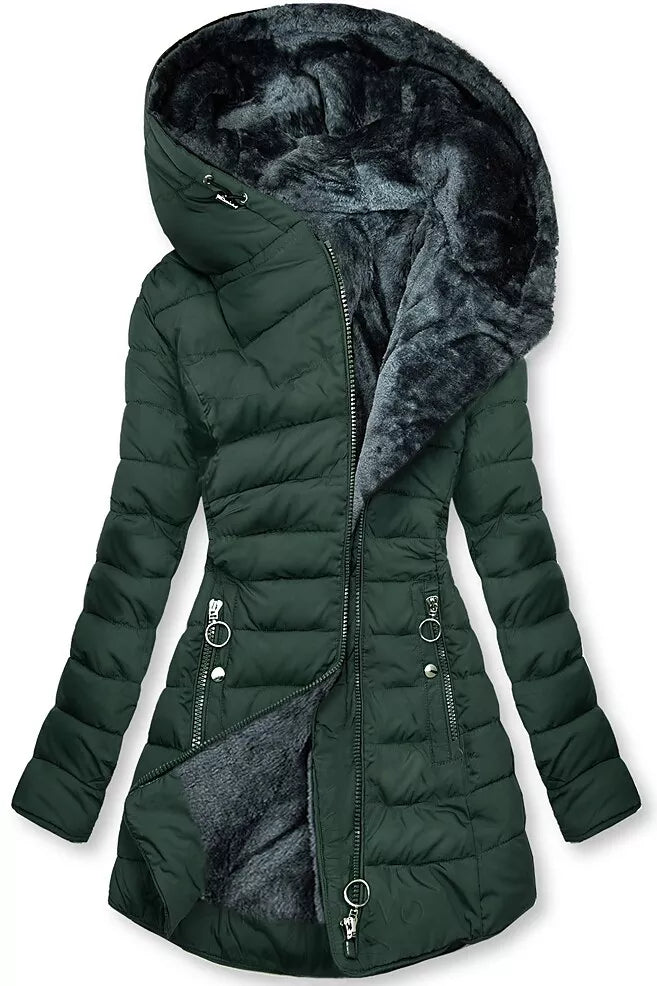 Krohn-e | Lange Winterjacke mit Kapuze für Damen Ideal für Die Kalte Jahreszeit