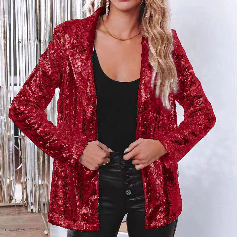Krohn-e | Glänzender Pailletten-Blazer für Frauen