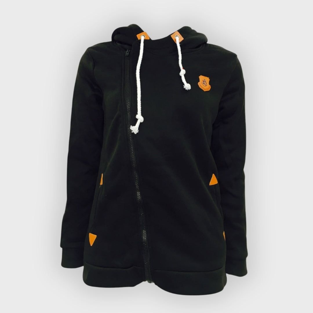 Krohn-e | Kapuzenpullover Jacke Asymmetrischer Reißverschluss