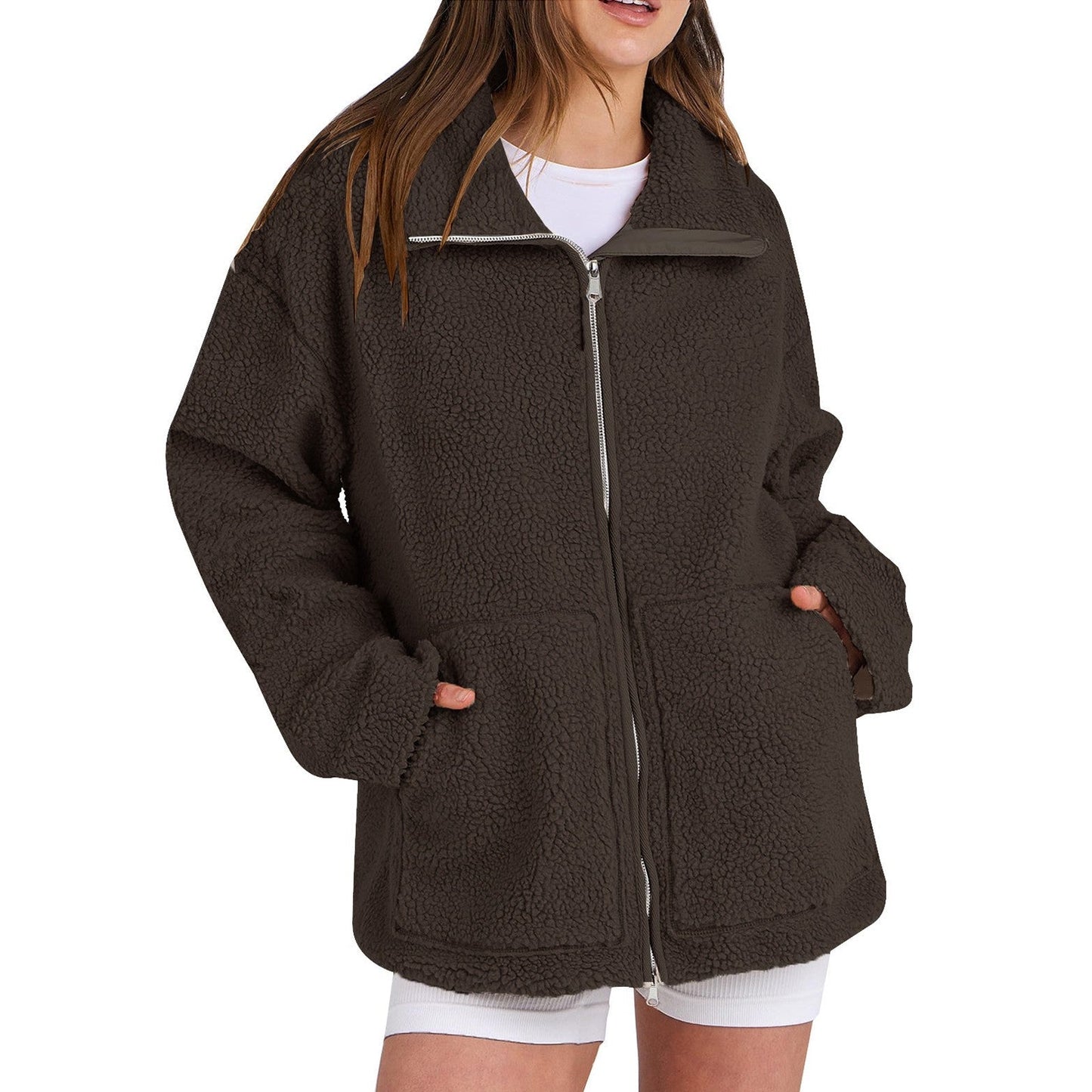 Krohn-e | Locker Wollmantel mit Rollkragen für Damen