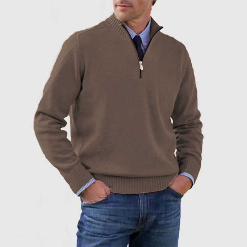 Krohn-e | Herrenpullover Mit Halbem Reißverschluss