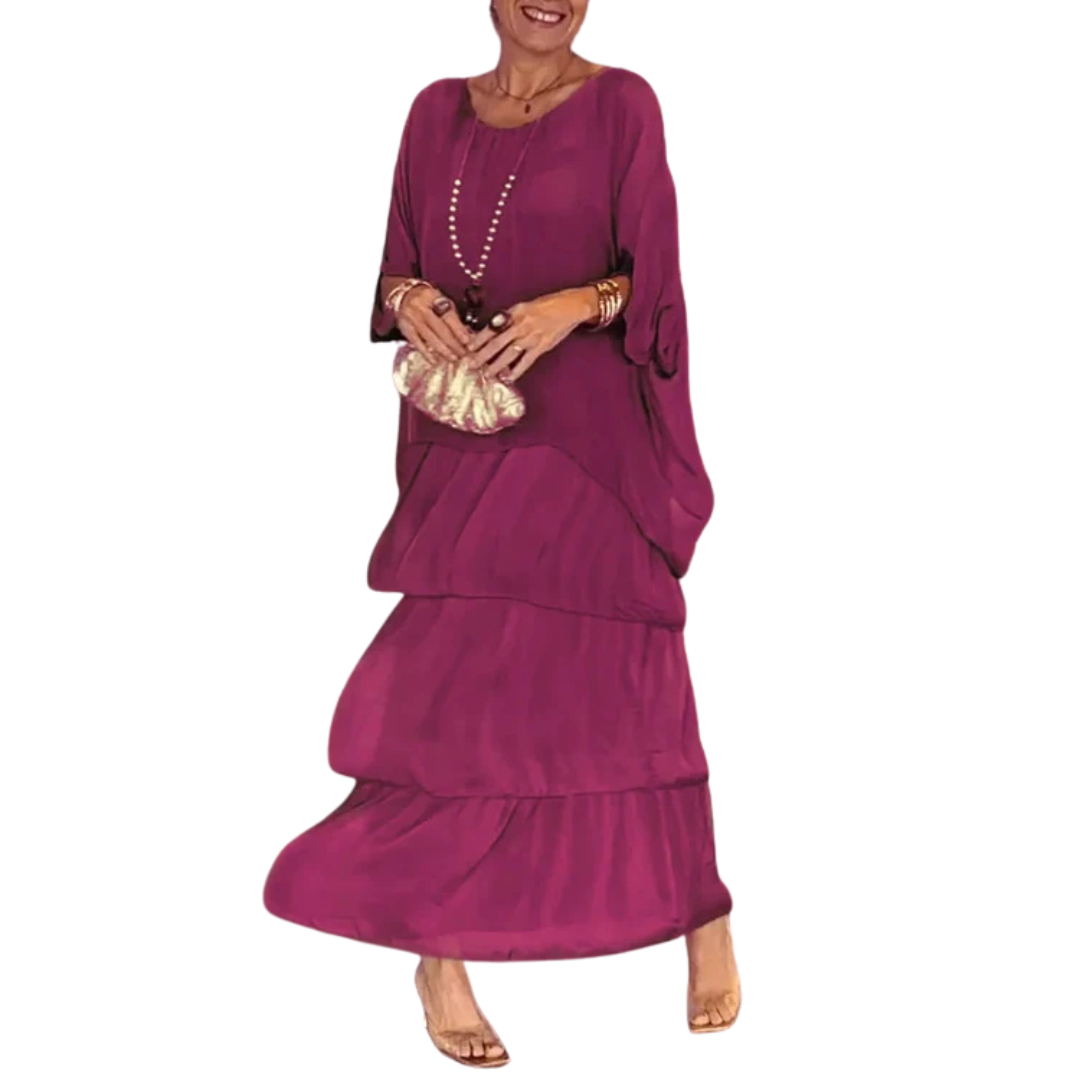 Weiches Damen-Maxikleid mit zarten Rüschen