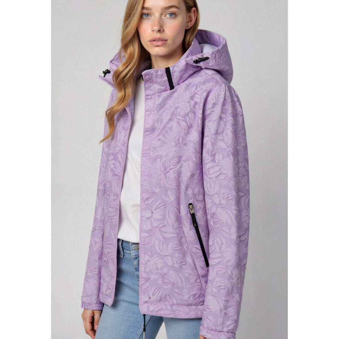Krohn-e | Gedruckt Reißverschluss Winter Jacke - Kapuze