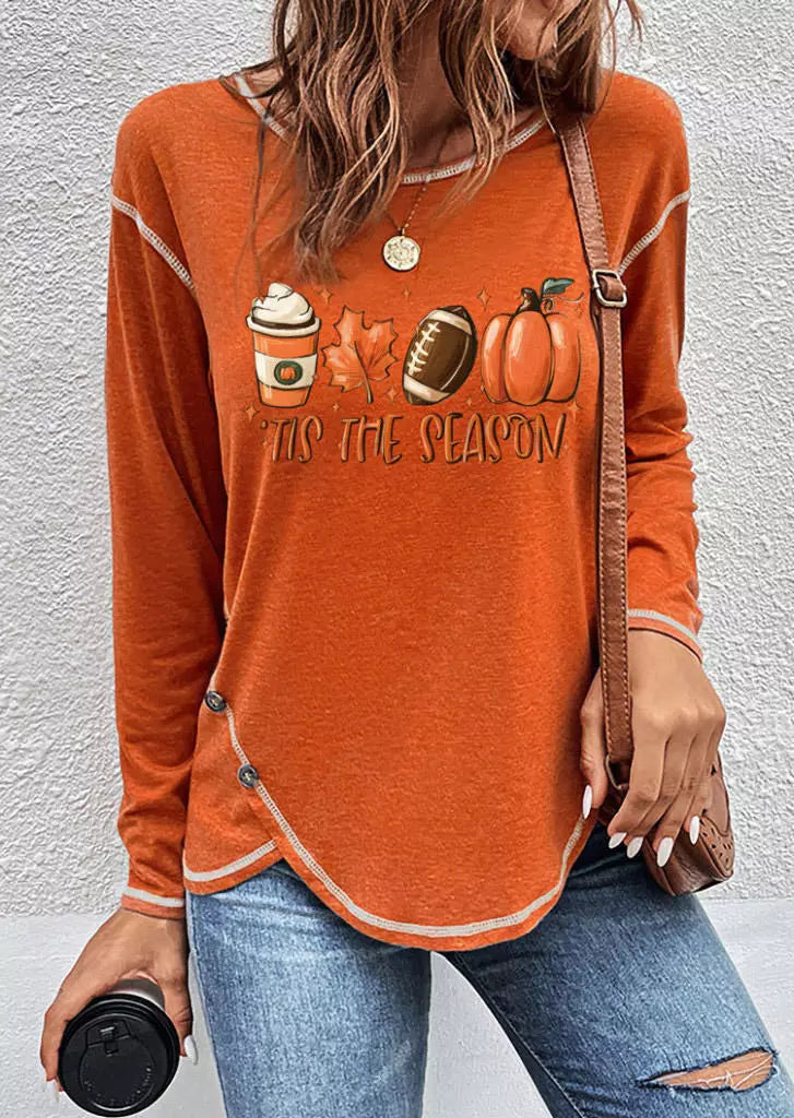 Fudus Herbst Kürbis-Fußball Ahornblatt Kaffee-Pullover in Orange