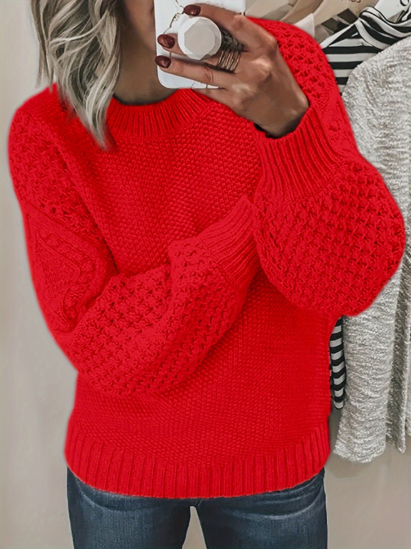 Krohn-e | Strickpullover mit Strukturärmeln Acryl Warm und Bequem