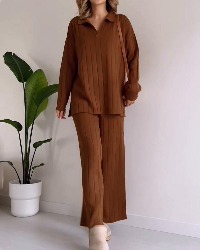 Krohn-e | Stylisches Pit Stripe Jacquard Zwei-Teile Set
