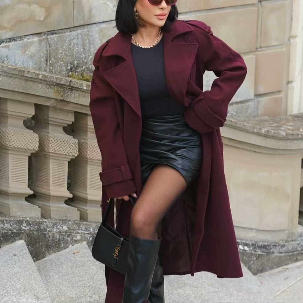 Krohn-e | trenchcoat - eleganter langer roter Damenmantel