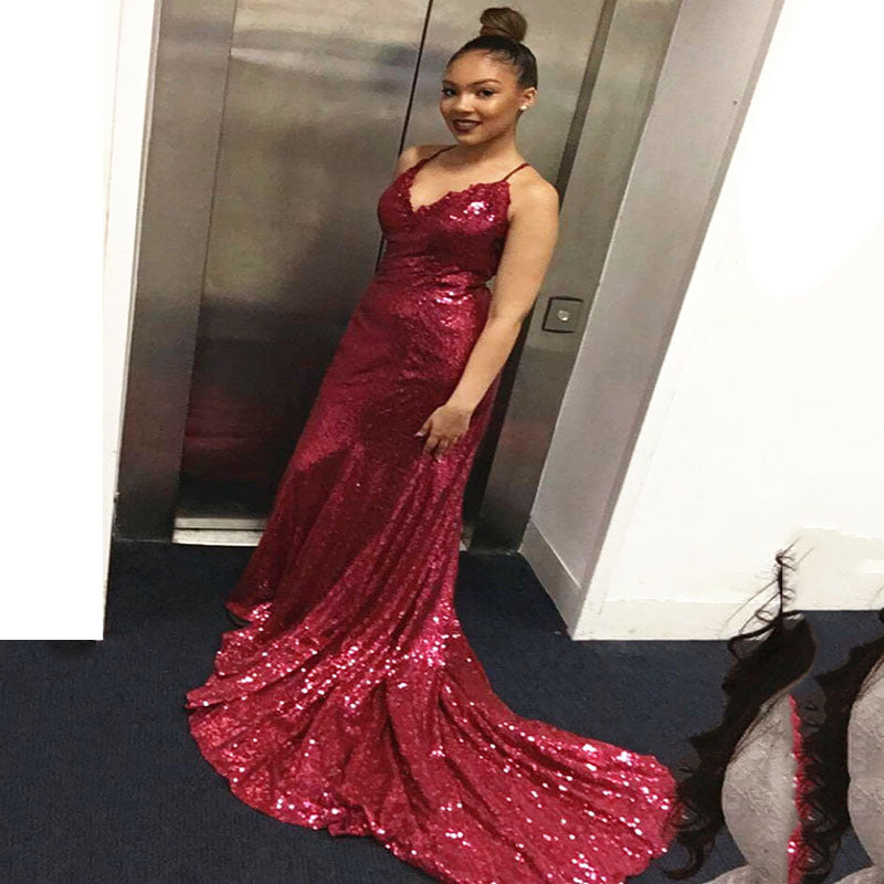 Damen Glamouröses Langarmkleid mit schimmernden Pailletten Krohn-e