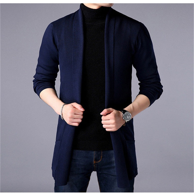 Herren lässiger Strickcardigan mit offenem Schnitt und praktischen Taschen Krohn-e
