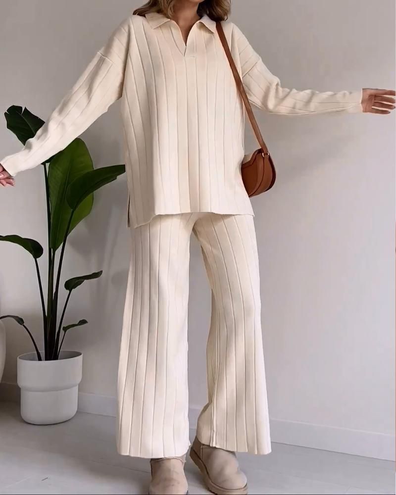 Krohn-e | Stylisches Pit Stripe Jacquard Zwei-Teile Set