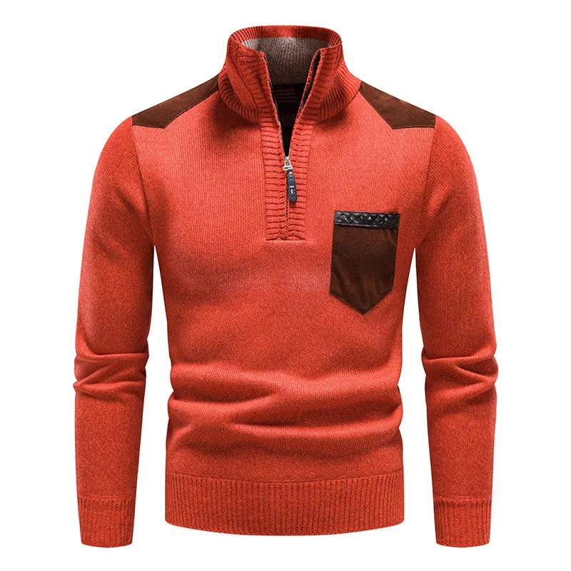 Herrenpullover mit Rollkragen und Reißverschluss