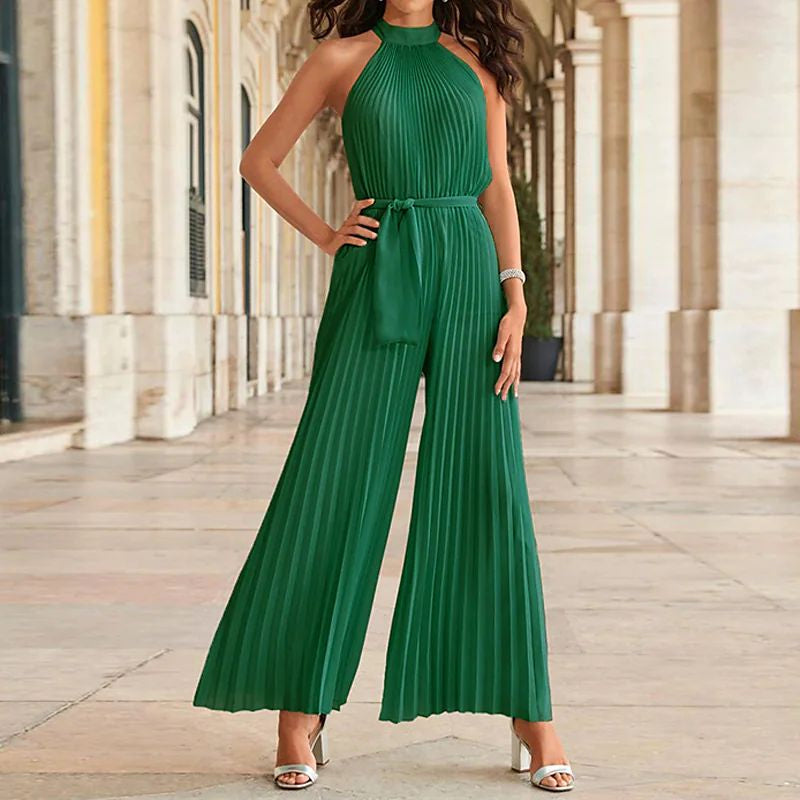 Elegantes Chiffon-Jumpsuit mit Raffung und Schnürung
