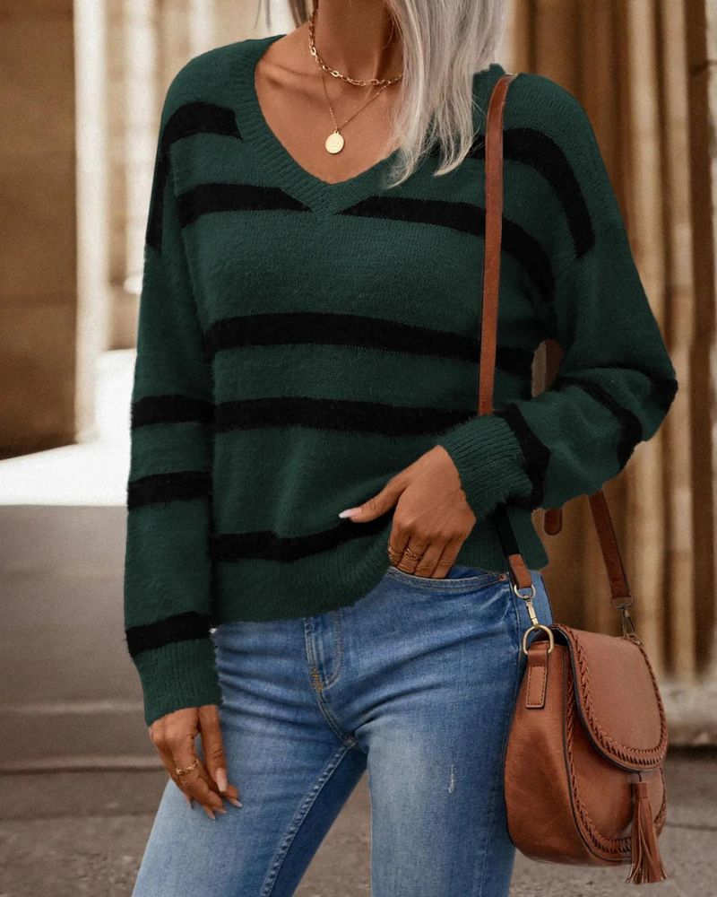 Krohn-e | Drop Schulter Gestreifter Pullover