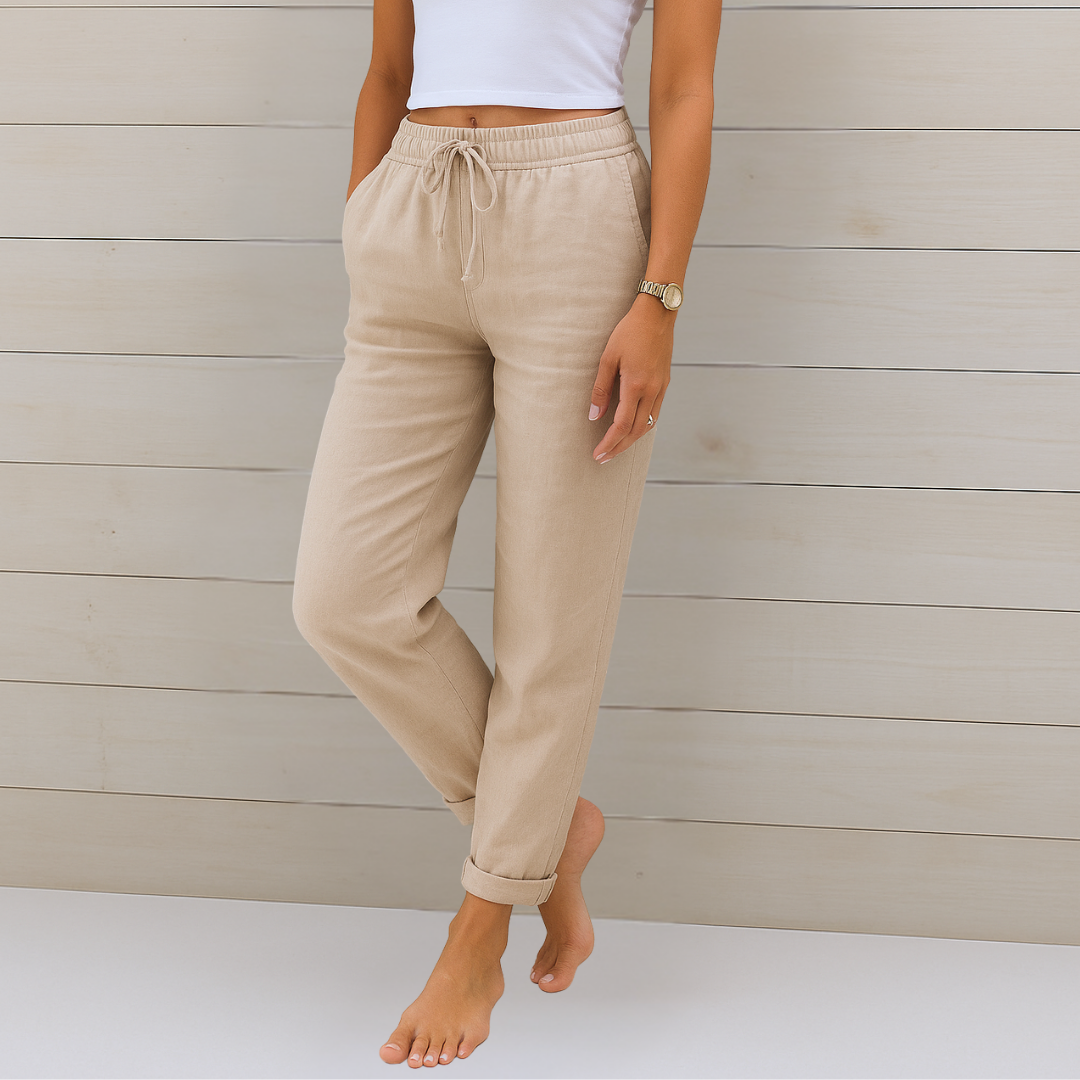 KROHN-E Damen Hose Atmungsaktiv Elastikbund Relaxed-Fit