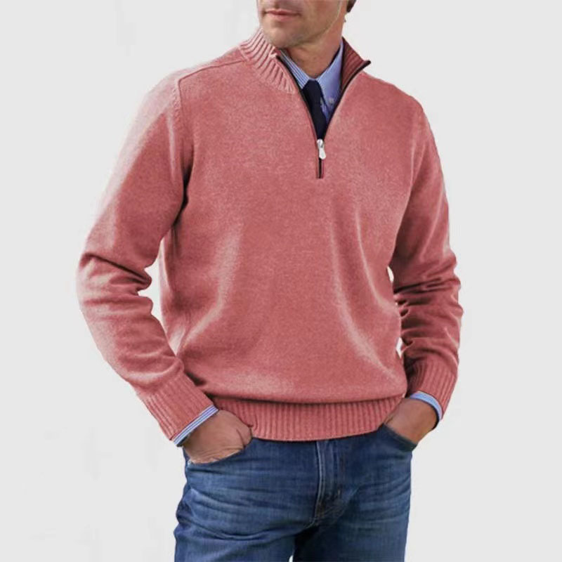Krohn-e | Herrenpullover Mit Halbem Reißverschluss