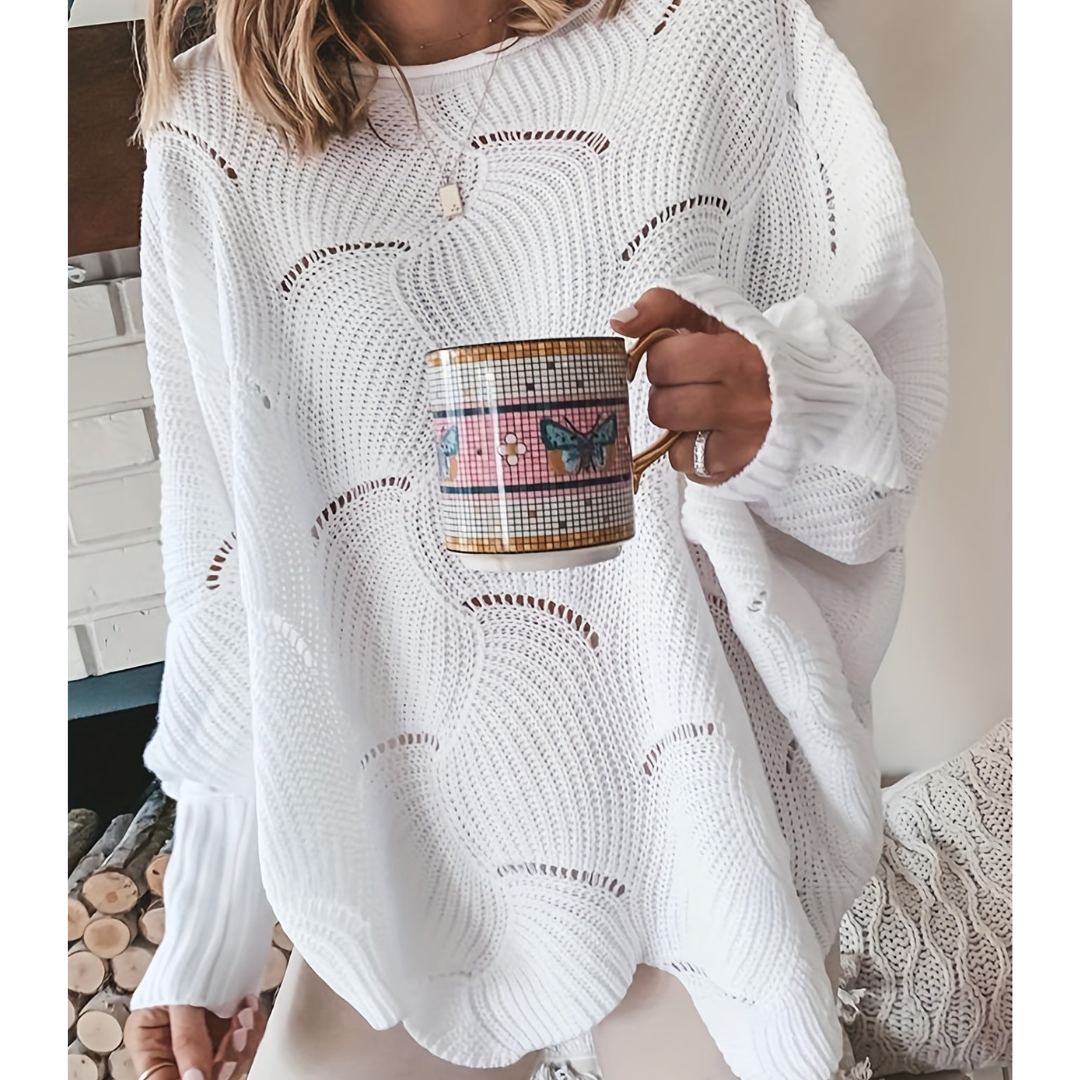 Damen-Oversize-Pullover mit Wellenmuster