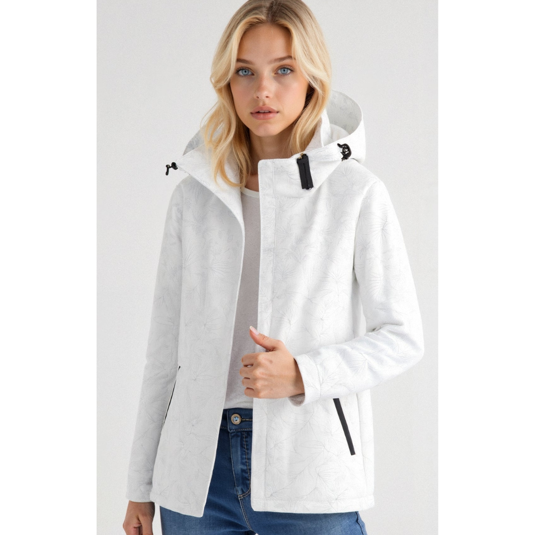 Krohn-e | Gedruckt Reißverschluss Winter Jacke - Kapuze