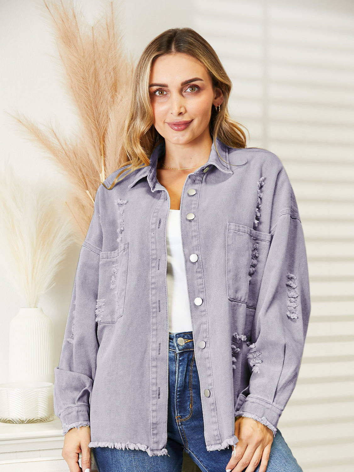 Krohn-e | Zerrissene Rohsaum-Denimjacke