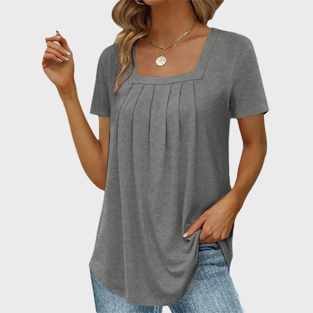 KROHN-E Damen Sommerbluse leicht atmungsaktiv Kurzarm Bluse