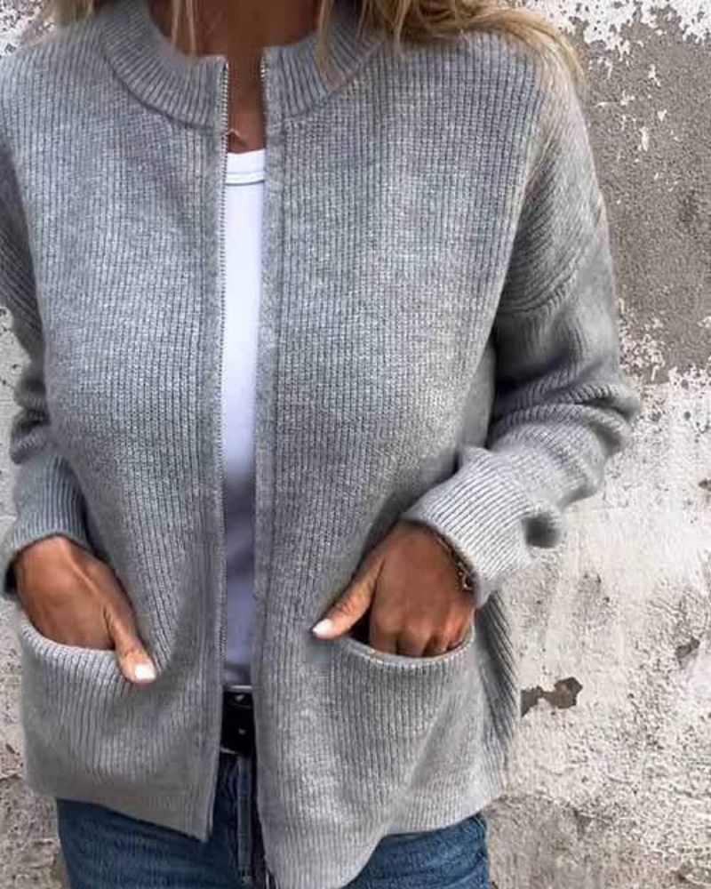 KROHN-E Damen Strickjacke Offener Schnitt Langarm Weich