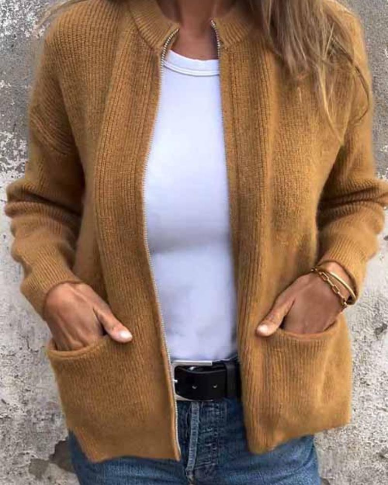KROHN-E Damen Strickjacke Offener Schnitt Langarm Weich Alltag
