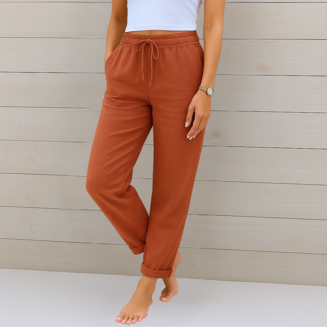 KROHN-E Damen Hose Atmungsaktiv Elastikbund Relaxed-Fit