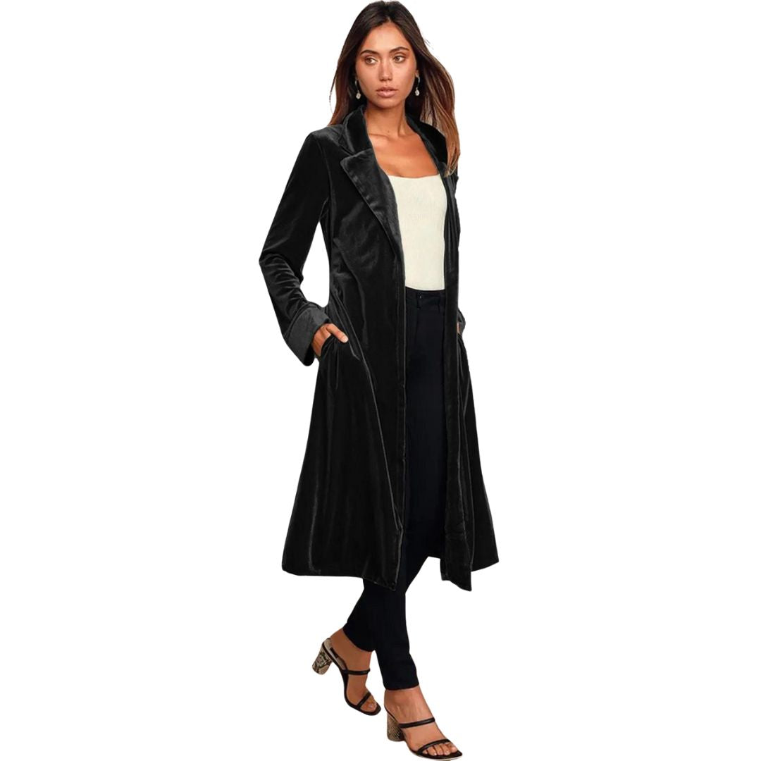 Luxus-Samtjacke von Ubel mit extra langer Länge und Tasche